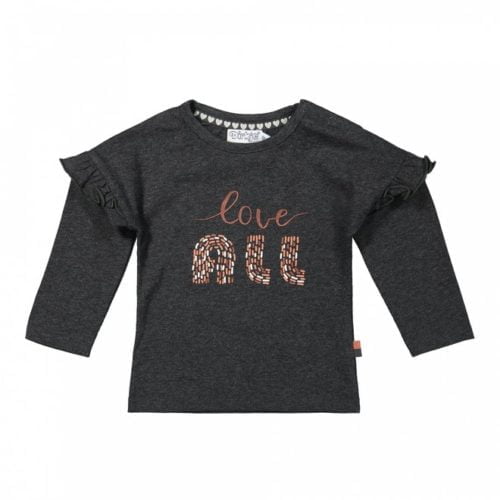 dirkje girls shirt dark grey with ruffles