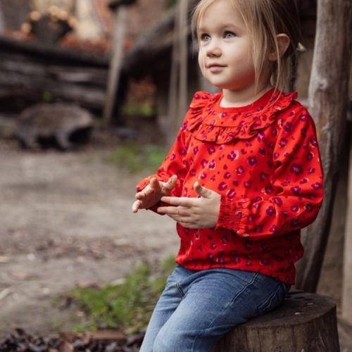 koko noko girls blouse red panther print 2