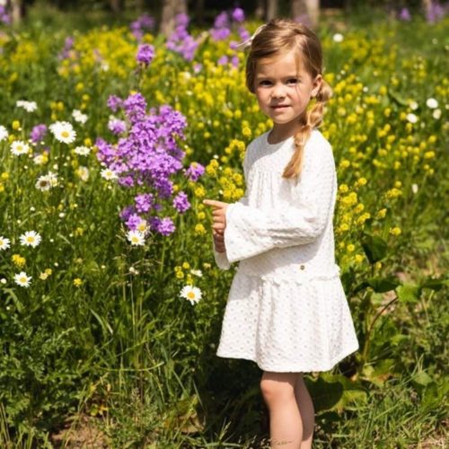 koko noko girls dress off white lace