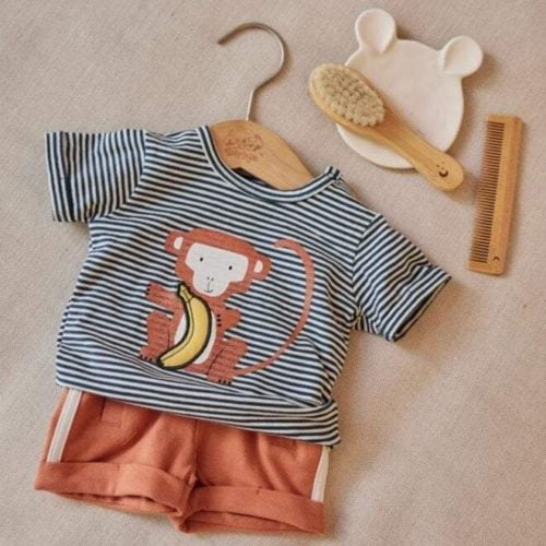 dirkje boys baby set t shirt shorts scarf petrol m