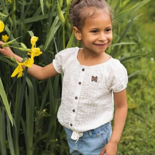 koko noko girls blouse off white buttons