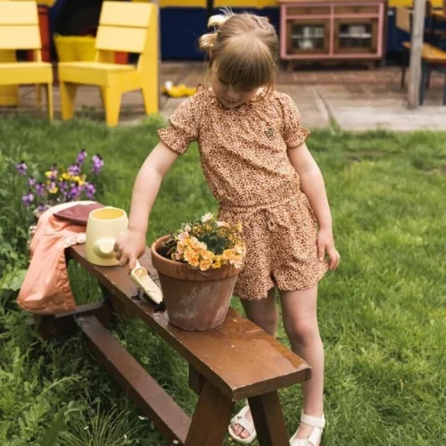 koko noko girls jumpsuit short brown panther